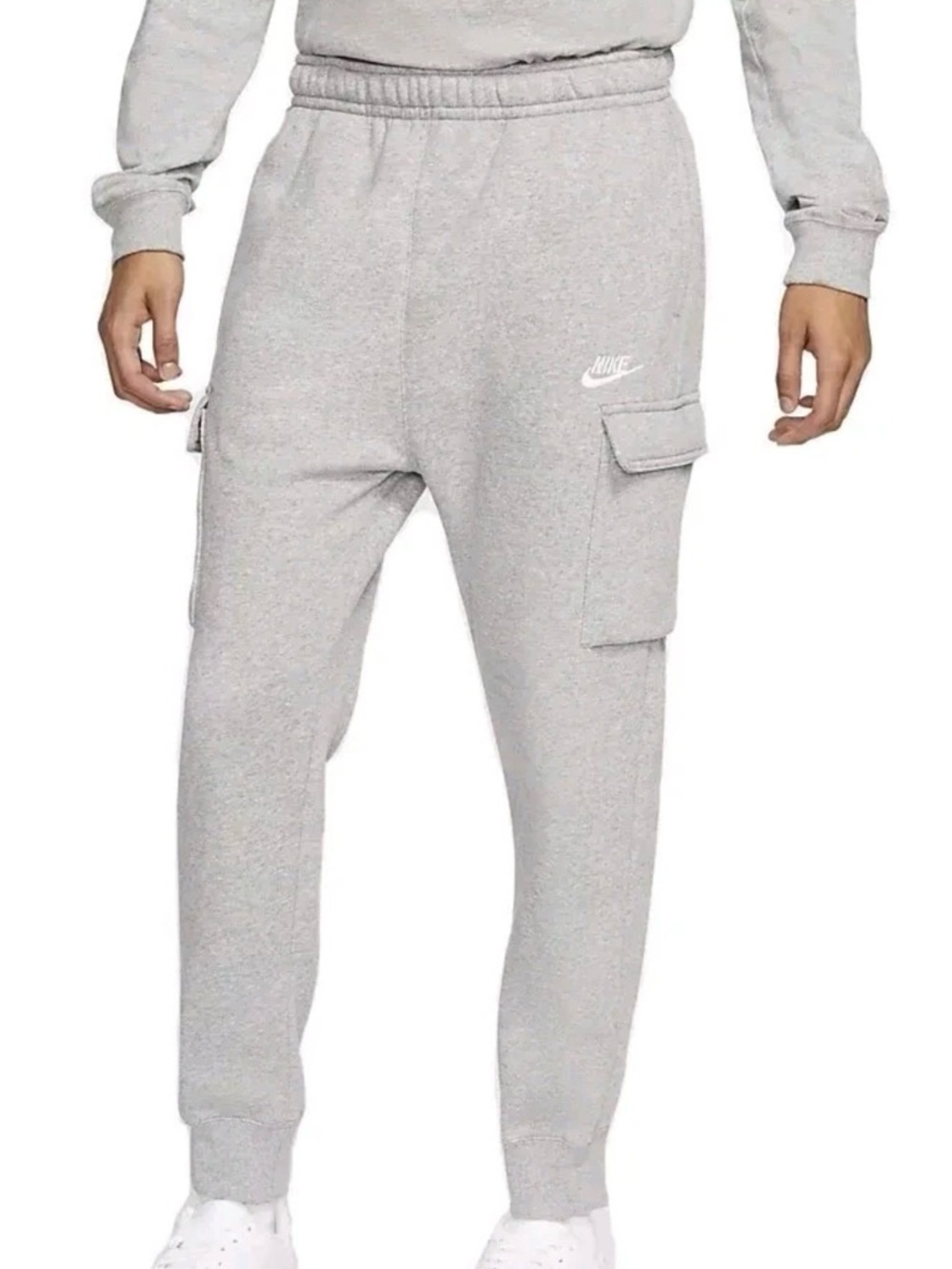 Nike Men’s Fleece Joggers M Gray | Zip Pocket Cargo Sweatpants EUC